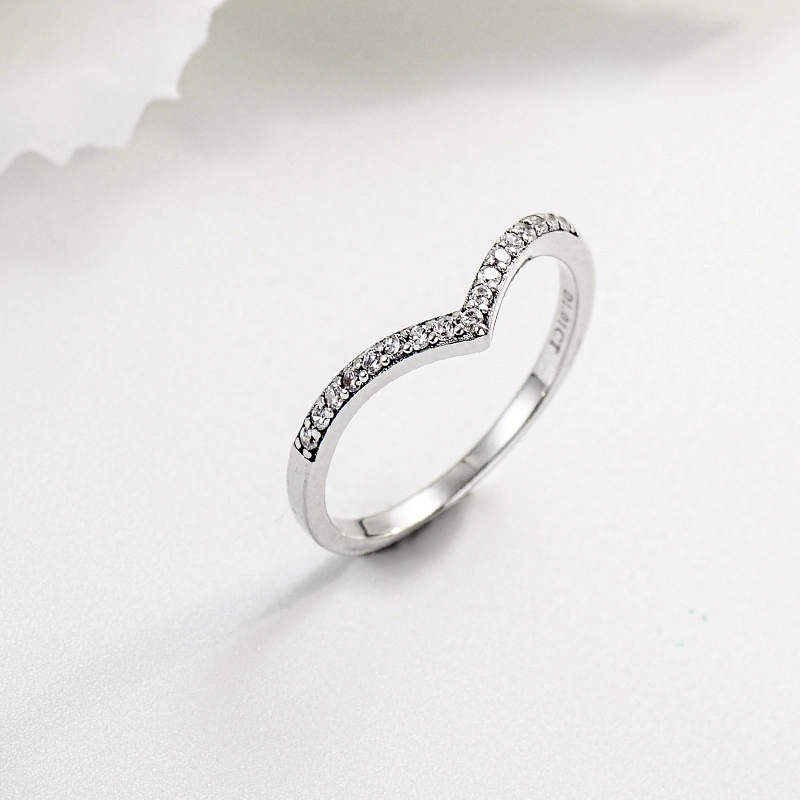 Wholesale Fashion Jewelry High Quality Trendy V Shape Silver Ring Casual