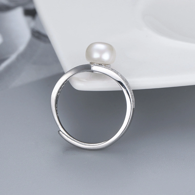 Double V Freshwater Pearl 925 Sterling Silver Ring